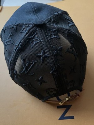 Louis Vuitton Monogram Mesh Baseball Cap Black Adjustable Designer Logo