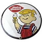 Vintage Dairy Queen Boy Mascot Porcelain Sign - Ice Cream Cone Sign