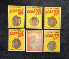 1970 Topps Lot Of 6 Play Baseball Scratch Off Hank Aaron Perez Scratched Gd Cond