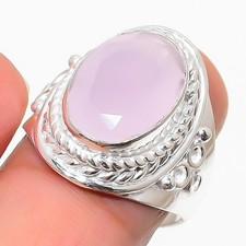 Rose Quartz Gemstone Handmade 925 Sterling Silver All Size Ring For Gift
