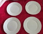 Vtg White Set of 4 Harmonia Collection Dinner Plates Scalloped Edge Madein Spain