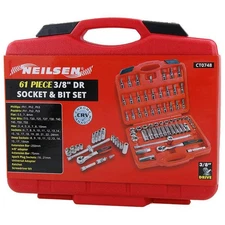 Neilsen 61pc 3/8" Drive Socket & Bit Set Metric/SAE Professional MechanicToolKit