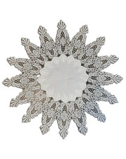 Doily Boutique Table Runner or Doily with Antique White Sunburst Lace and Fabric