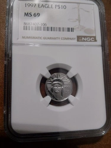 1997-P  MS69 1/10th oz  .999 PLATINUM   $10 AMERICAN EAGLE NGC CERT