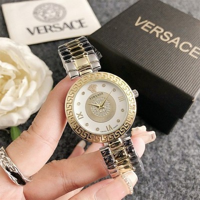 Women's Versace Classic Quartz Watch with Alloy Band, 33mm Dial & Box