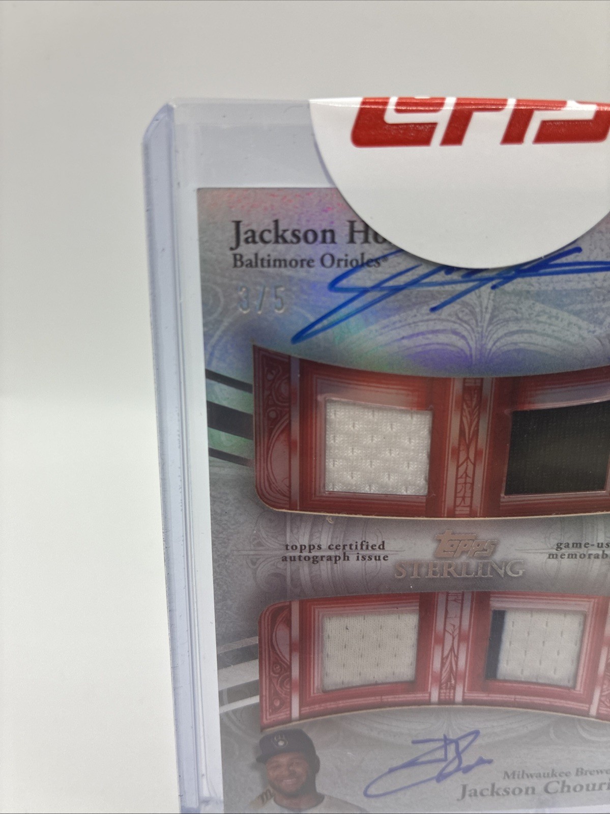 2025 Topps Sterling GAME USED Relic Jackson Chourio  Holiday ON CARD AUTO /5 view 3