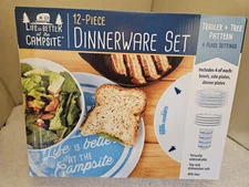 CAMCO Life is Better at the Campsite 12 Piece Melamine Dinnerware Set 