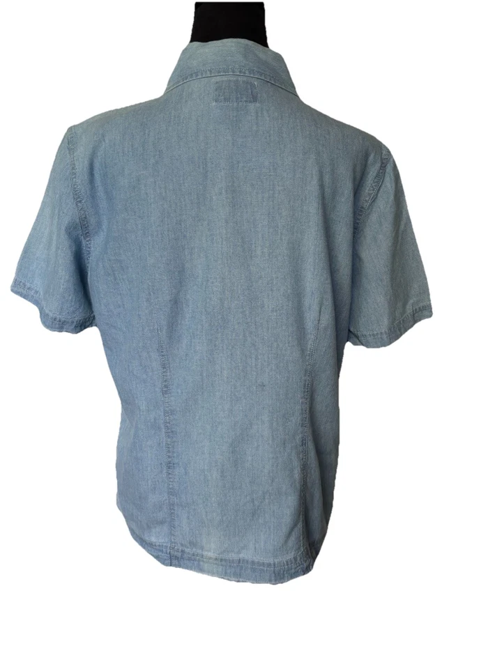 Camisa Denim Manga Corta Solutions Original De Colección Bordada Abuela M Foto 4 de 4