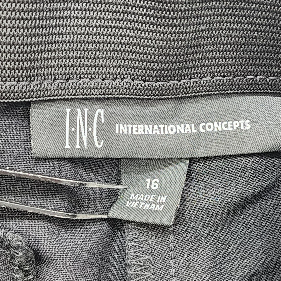 Pantalones INC International Concepts para mujer 16 negros tiro alto pierna ajustada oficina  Foto 4 de 4