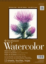Strathmore 4401 400 Series Watercolor Pad, 9"x12" Wire Bound, 12 Sheets
