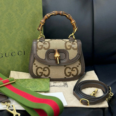 Gucci Mini Bamboo 1973 Top Handle Bag Brown Gold Hardware Classic