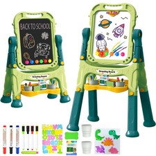 Easel for Kids for Age 2-4, Adjustable Standing Art Easel for Toddler, Double...