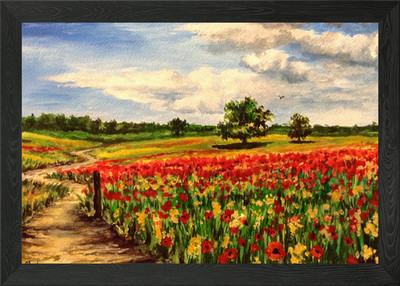 Poppy Fields Framed Wall Art Poster Canvas Print Picture
