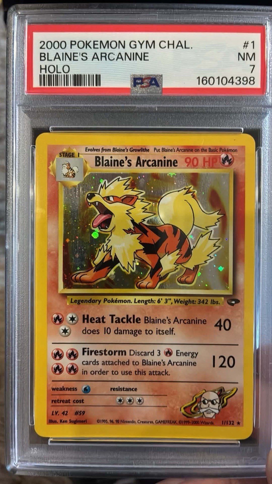 PSA 7 2000 POKEMON GYM CHALLENGE BLAINE'S ARCANINE #1 HOLO