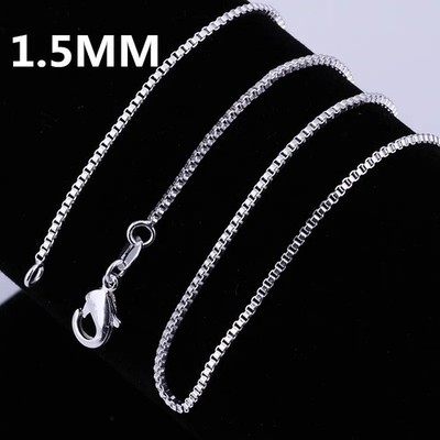 925 Sterling Silber Halskette 16/18/20/22/24 cm fein 1,5 mm Box Kette