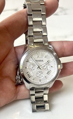 Fossil Riley 7A1405 Women s Chronograph Watch Silver Tone Stainless Steel 38mm
