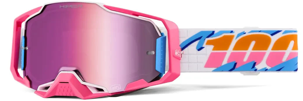 100% Armega Lefreak HiPER Pink Mirror Lens Motocross Goggle Ultra HD 50003-10022