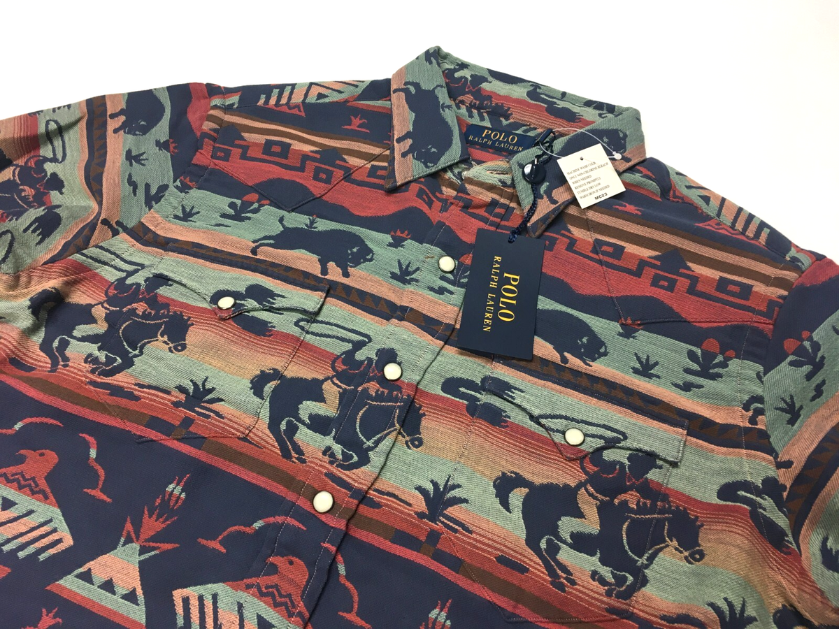 Polo Ralph Lauren Southwestern Indian Aztec Western Cowboy Bison