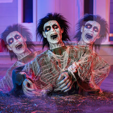 Halloween Animatronic Zombie Groundbreaker Prop Light Sound Graveyard Yard Decor