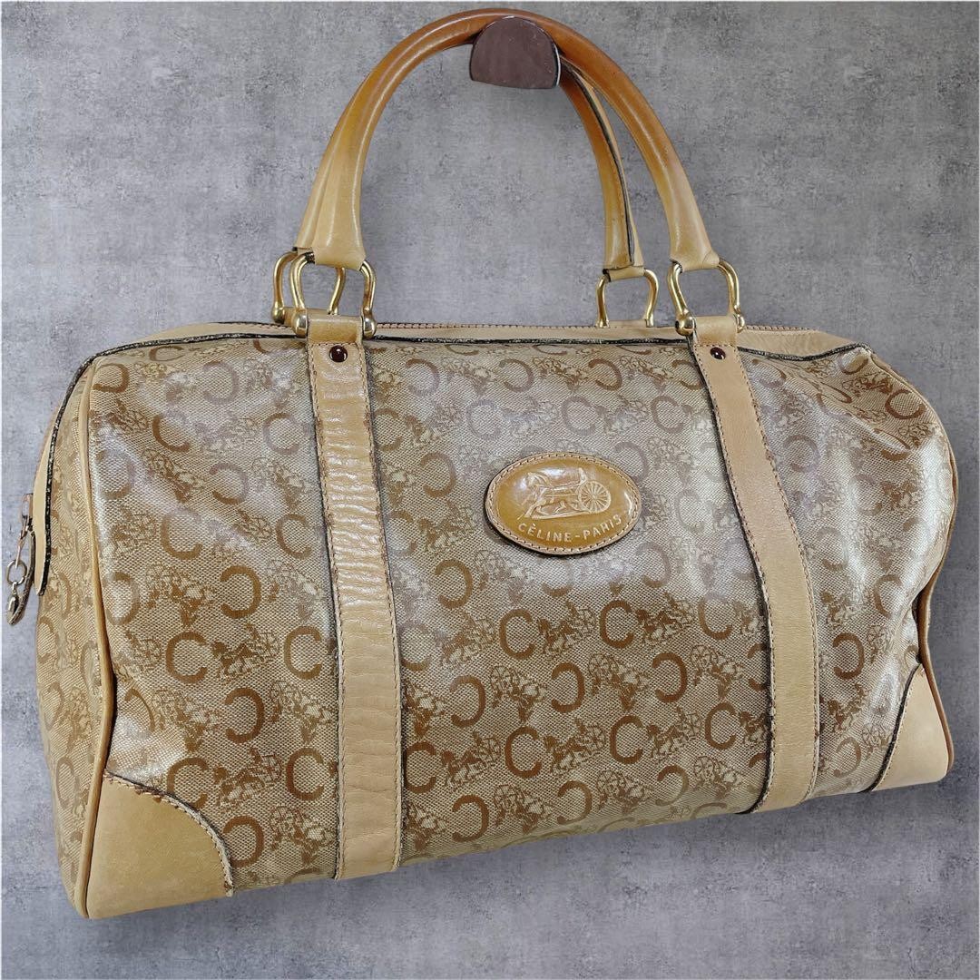 バッグ CELINE C MACADAM CANVAS MINI BOSTON BAG Pre-loved Céline Mini Macadam Boston | Pepper Luxury Vintage