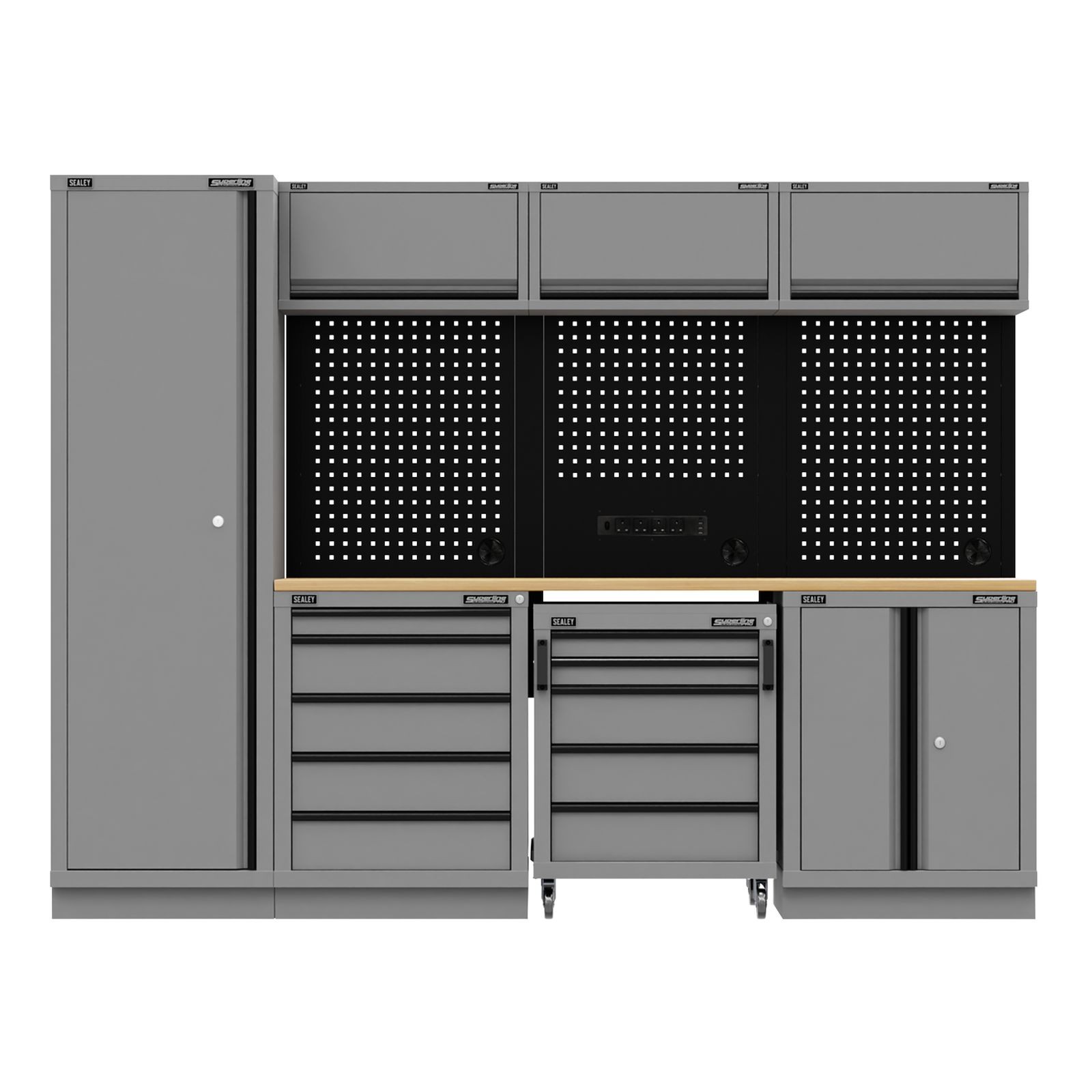 Superline PRO® Black Edition Storage System Rubber Wood Worktop - APMSBESTACK02W