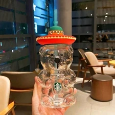 Starbucks New Lami Bear Straw Glass Cup Water Cup 500ml tumbler Limited Edition