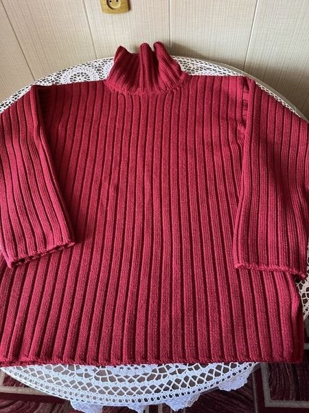 Women Jigsaw Sweater Red Wool 46