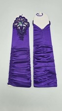 Bridal Prom Costume Adult Satin Fingerless Gloves Purple Elbow Length Party New