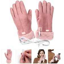 2 Sets Warm Gloves with Warmers Built Electric Heated Usb Rechargeable
