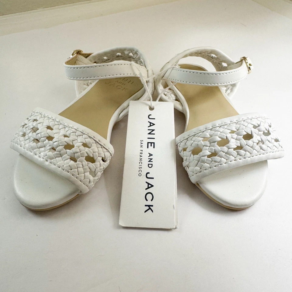 Тканые сандалии Janie And Jack размер 6T белые для девочек ясельного возраста - Изображение 2 из 4