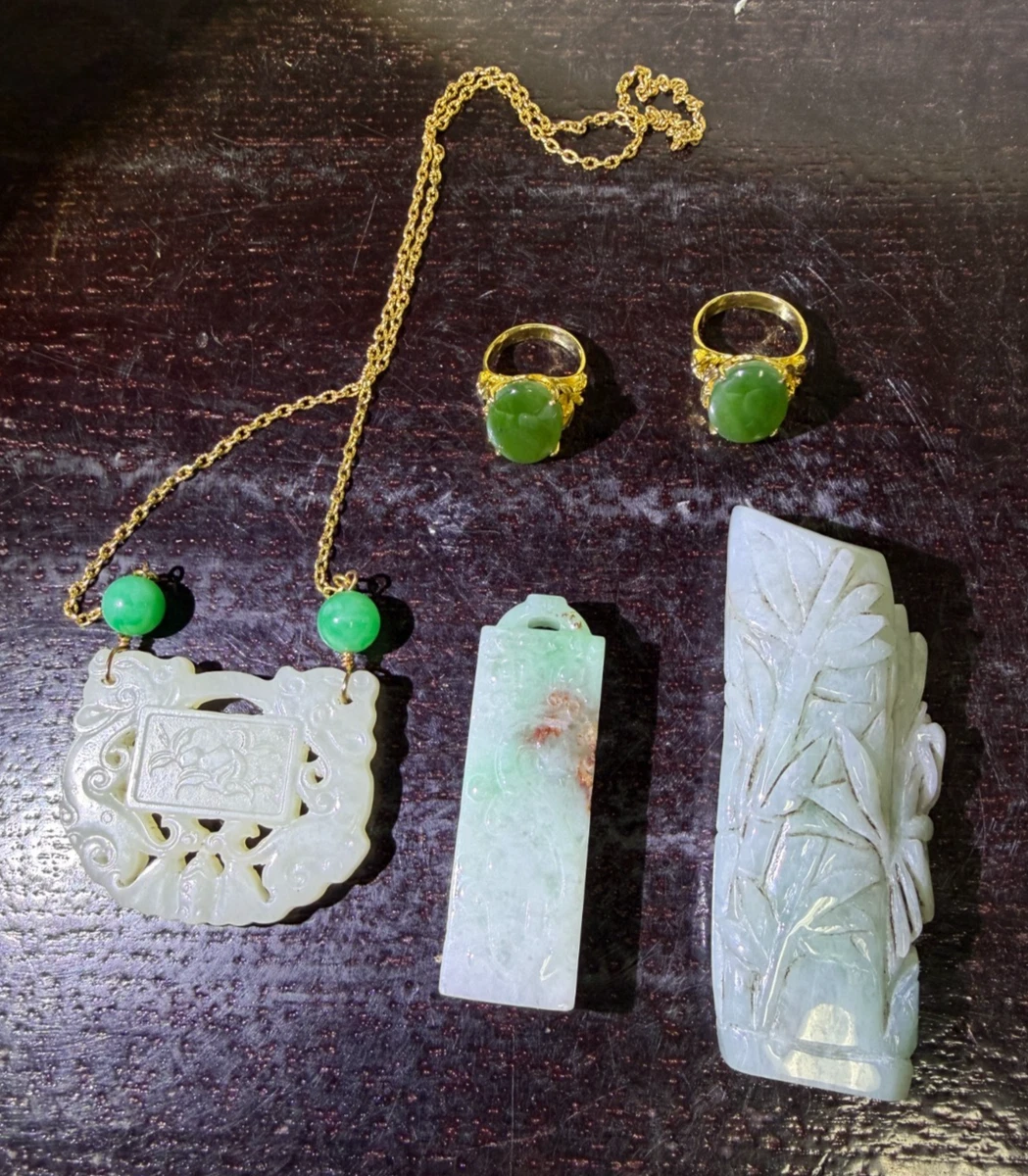 黄金玉中国古董项链和吊坠| eBay