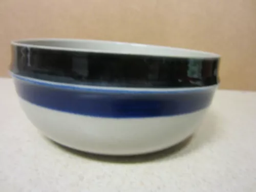 Vintage Hoganas Keramik Sweden  Pottery Stoneware Bowl Blue Stripe 8"