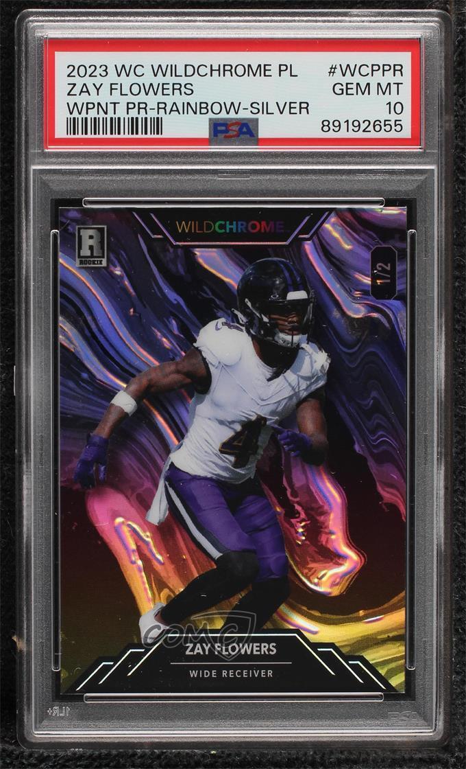 Zay Flowers Wild Card Wildchrome Pro-Look Wildpaint Promo #WCPPR Rainbow Foil-Silver