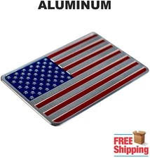 ALUMINUM American Flag Sticker Emblem Auto Decal USA