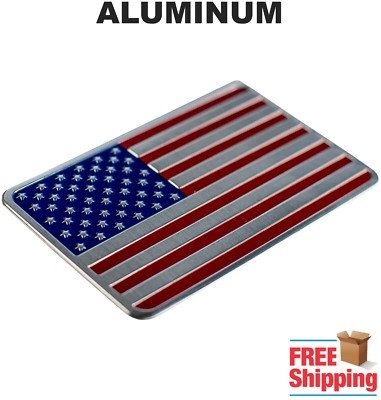 ALUMINUM American Flag Sticker Emblem Auto Decal USA | eBay
