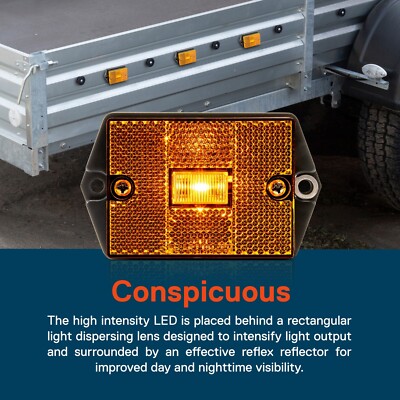 Amber LED Side Marker Light - DOT Stud-Mount For Utility Trailers, Boats Over 80" Wide - Single Light By Online LED Store