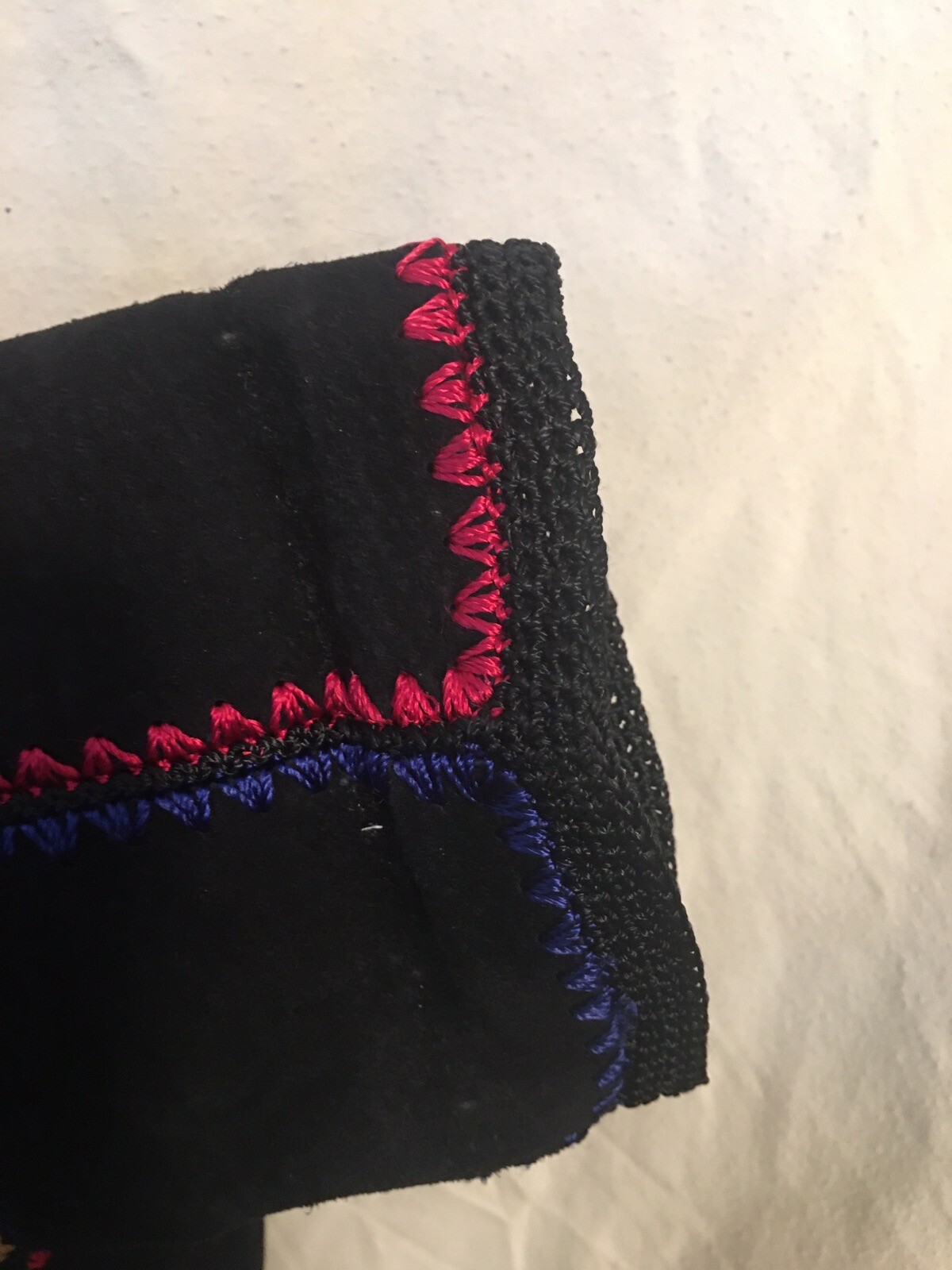 Black Leather Jacket Patchwork Suede w/ Multicolo… - image 6