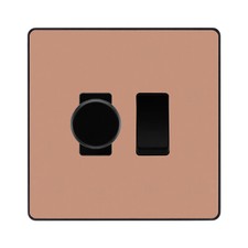 BG Evolve Polished Copper Dimmer and Rocker Switch Combo 2 Way Switch Trailing