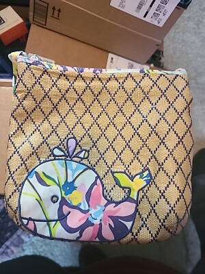 VERA BRADLEY Beach Crossbody Purse Straw Bag Marian Floral Whale Blue