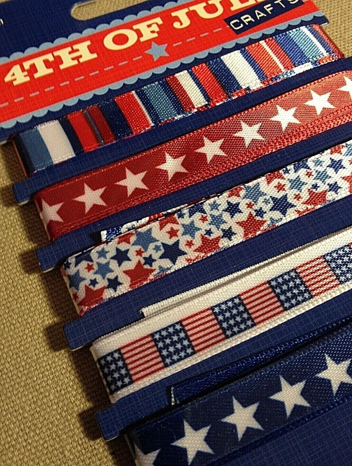 4th OF JULY Crafts 3/8" CARDED RIBBON 5-Pack - 5 yds total - Image 2 of 2