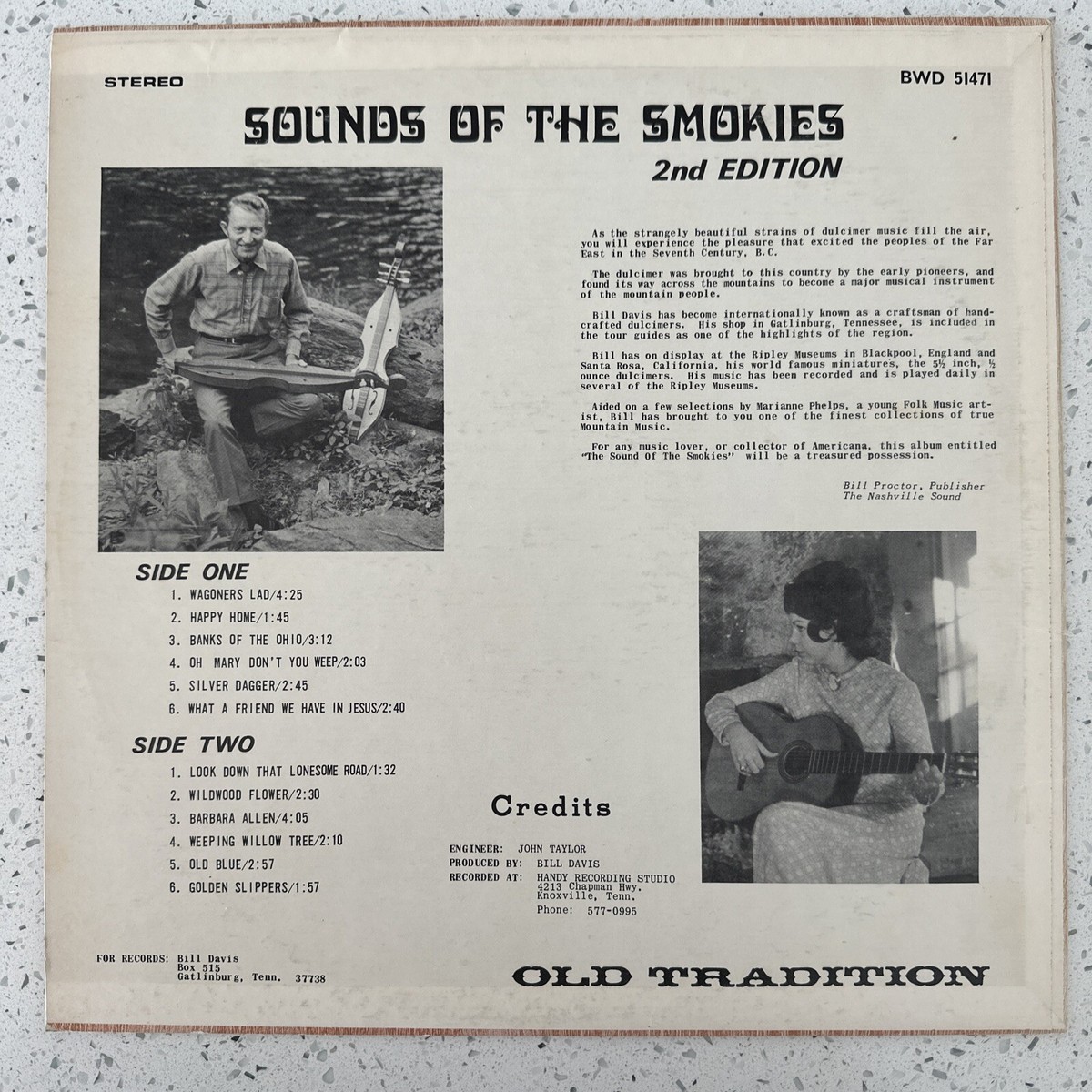 Bill Davis – Sounds Of The Smokies - Old Tradition BWD 51471 - NM