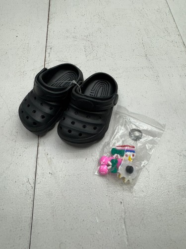Shein Black Foam Slip On Clogs With Charms Babies Size 4 - 第 1/6 張圖片