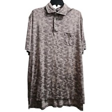 Polo Shirt Camouflage Print Short Sleeve Casual Top Pocket XL
