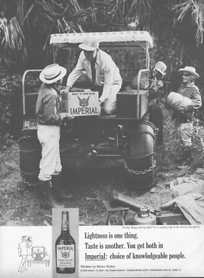 1966 Hiram Walker Imperial Whisky Vintage Print Ad Swamp Buggy Everglades FL