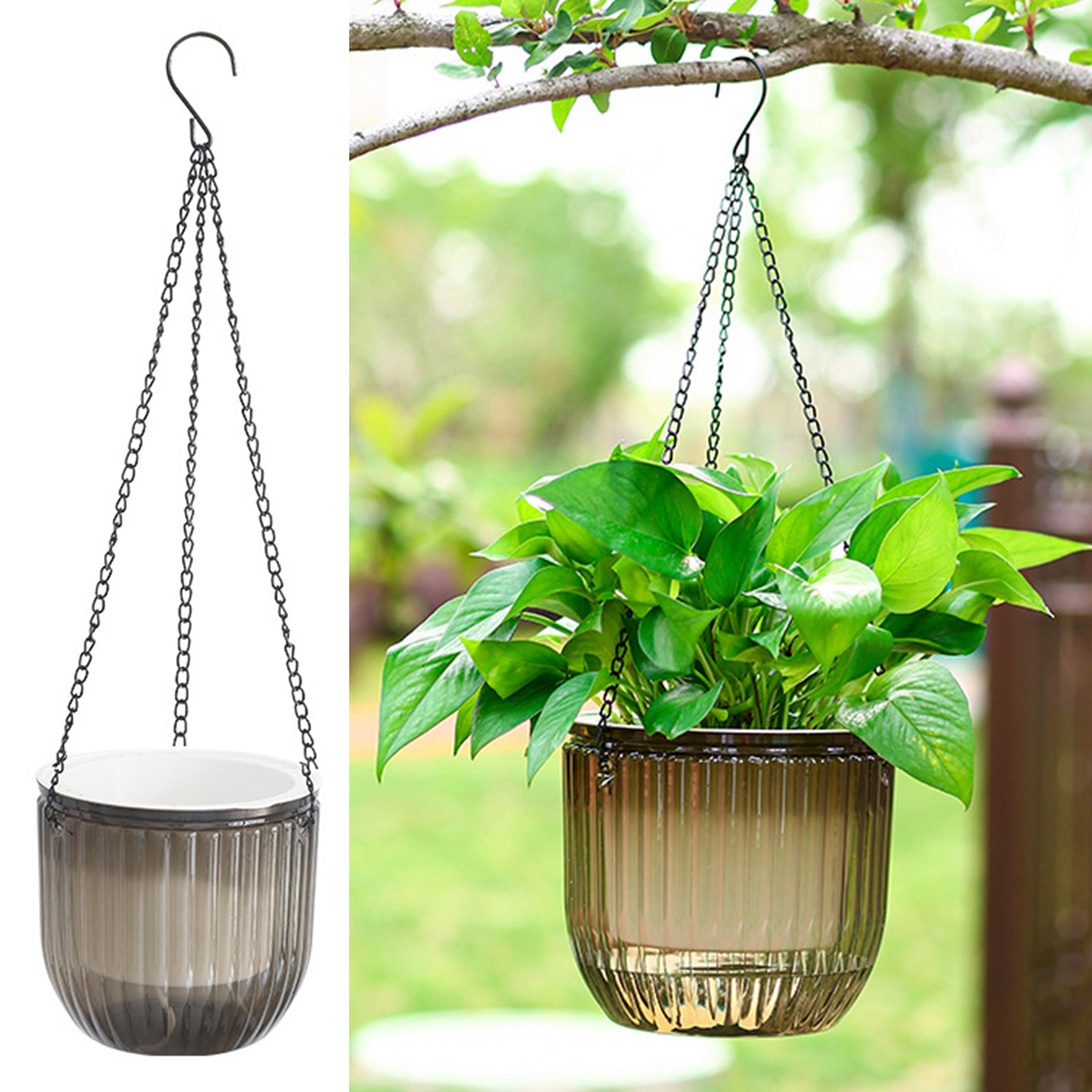 Plant Pot with Water Reservoir Self-watering Hanging Basket Planter Set