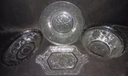 Set of Clear "Crystal" Depression Sandwich Glass Pattern Bowls, Tray