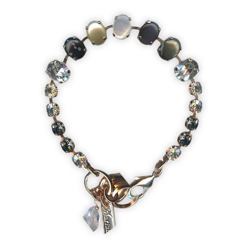 Bracelet by Mariana Woman Sassy Pearl and Obsidian Mineral Swarovski Crystals - Picture 3 of 7