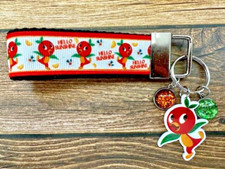 Key Fob Chain Holder Strap Mini Hello Sunshine Orange Bird Charms RTS 3"