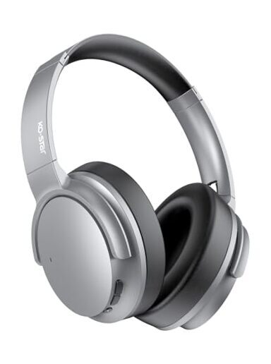 Wireless ANC Headphones with Hybrid Active Noise Cancellation & Built-in Mic in Sleek Silver-image