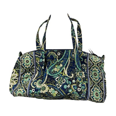 VERA BRADLEY Duffle Bag Rhythm & Blue Overnight Paisley 18x9x8 Quilted Traveler